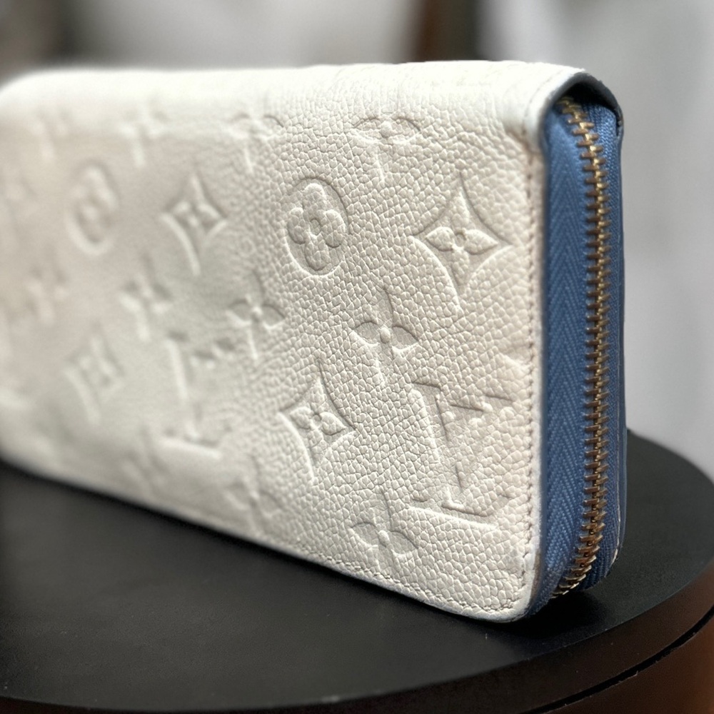 Louis Vuitton Monogram Empreinte Zippy Wallet White Blue Full Set COA - Picture 12 of 16